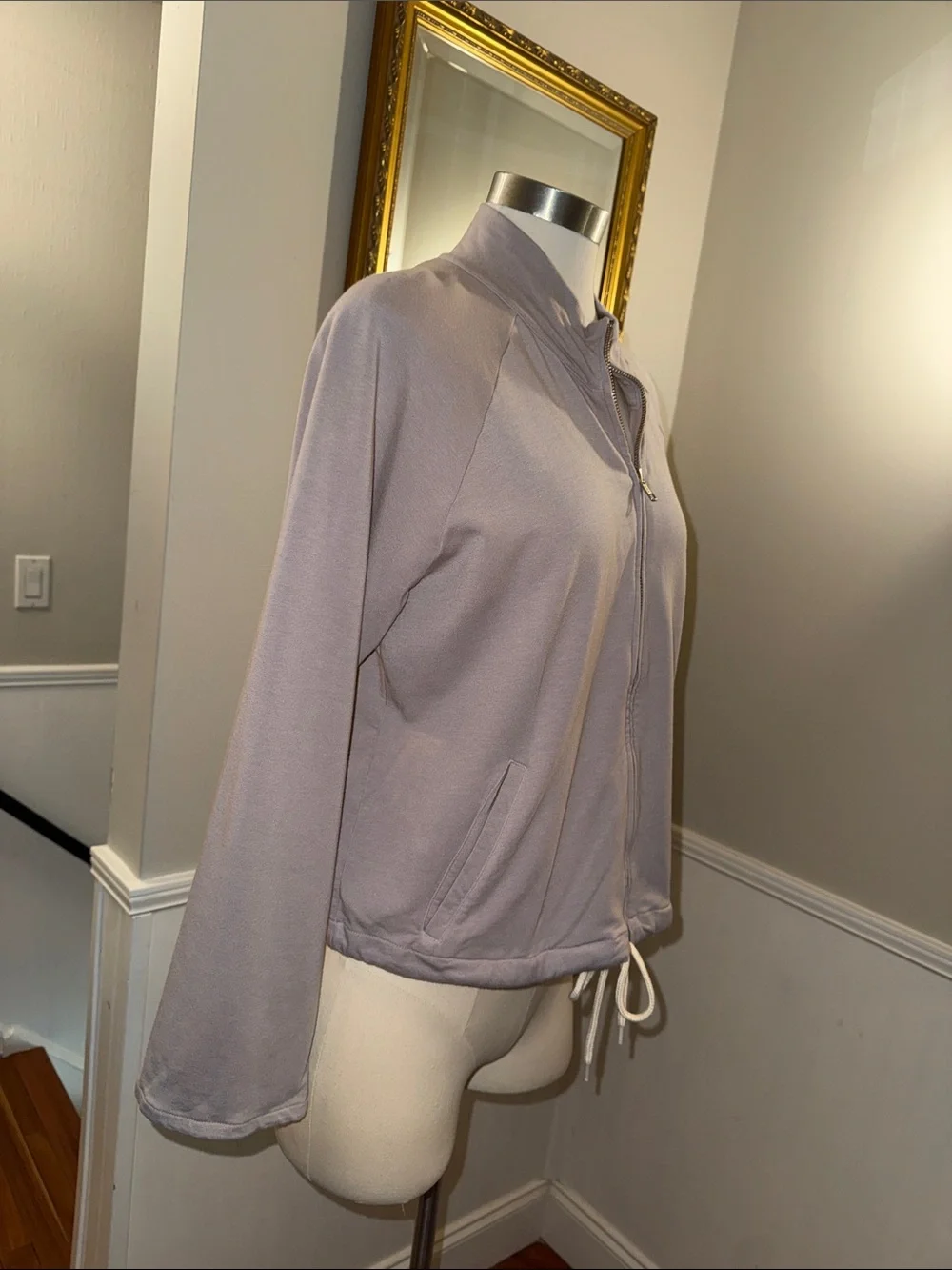 Monrow Lavender Crewneck Zip Jacket  Medium NWT